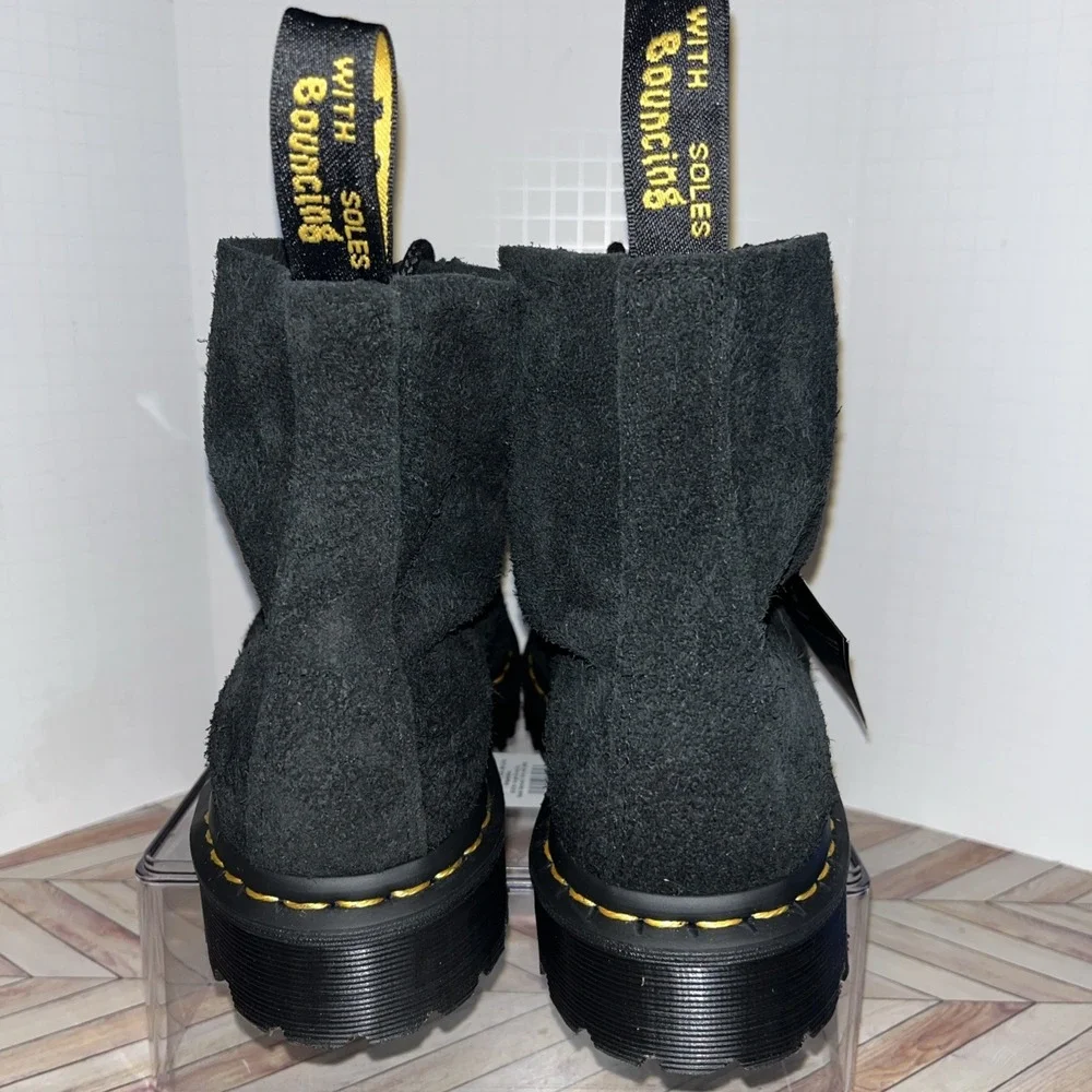 Dr Martens 1460 Pascal ST Hairy Suede Black M 9‎ W 10 Boots Exposed Steel Toe